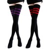 Kayhoma Extra Long Cotton Stripe Thigh High Socks Punk Style