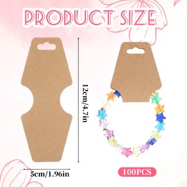 100Pcs Jewellery Display Cards, 4.7 x 2 Inch Bracelet Holder Tags Kraft Paper Jewelry Hanging Packaging Cards for Selling Earrings Bracelets Keychain Hair Band and Scrunchies