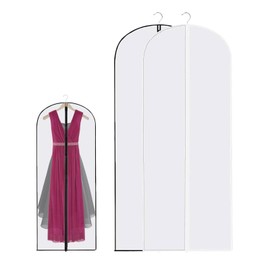 2Pcs Clothes Protector Bags Hanging, Dress Bag, Translucent Waterproof Dustproof Dress Covers with Zip Garment Bags Full Length for Long Dress Shirts Suits Jackets Coats Storage