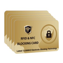 DevTech IT RFID Blocking Cards - 5 Pack, Protects Entire Wallet/Purse, NFC/Contactless Bank Card Protector - Golden