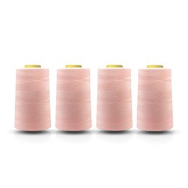 Realm Overlocking Sewing Machine Polyester Thread x Four 5000 Yards Cones White Black Natural Navy Red Grey (Deep Peach)