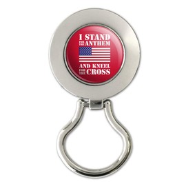 I Stand for The Flag Kneel Cross USA American Flag Patriotic Magnetic Metal Eyeglass ID Badge Holder