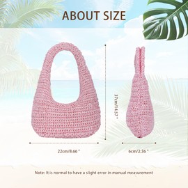 HomKuch Straw Purses for Women Beach Woven Hobo Handbag Summer Chic Crescent Shoulder Purses