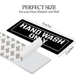 Hand Wash Only Sink Sign for Employee Restroom Metal Business Retail Store Self Adhesive Aluminum Peel and Stick 8x2 Inch Indoor/OutdoorBlack Self-Adhesive (1)