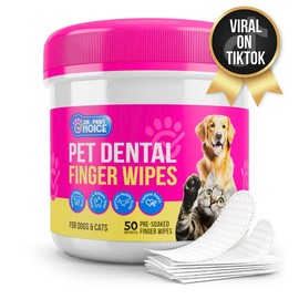 Dr. Paws Choice: Pet Care Finger Wipes for Dental, Ear, and Eye Hygiene. - Finger Wipes: Dental Wipes (Peanut Butter Scented)