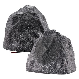 Theater Solutions 2R8G Outdoor Granite 8" Rock 2 Speaker Set for Deck Pool Spa Yard Garden, Granite Grey