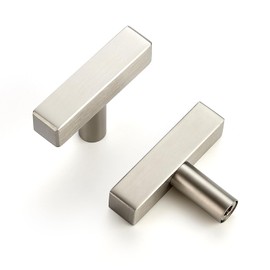 HOME EDIT 10 Pack Brushed Nickel Cabinet Knobs 2 Inch - Silver Drawer Knobs Single Hole Silver Square Bar Hardware Drawer Pulls for Kitchen Cabinets and Dressers