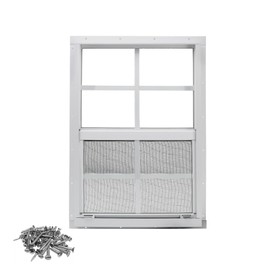 Shed Window, 14" x 21" Flush Mount Window with Tempered Glass and Fiberglass Screen, Small Sliding Windows for Shed, Chicken Coop, Playhouse, Household, Garage, Barns, White