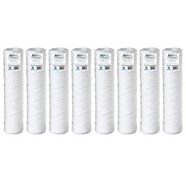 8-Pack of Baleen Filters 20" x 4.5" 1 Micron String Wound Sediment Filter Cartridge Replacement for HDX SWC-45-2001, Watts SF1-20-425, Pentek WPX1BB20P