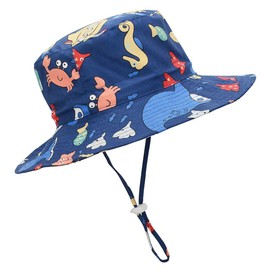 Durio Baby Bucket Hat for Boys Girls UPF 50 + Sun Protection Hat for Toddlers Wide Brim Sun Hat for Kids Toddler Baby Infant Sea Club 4-6 Years