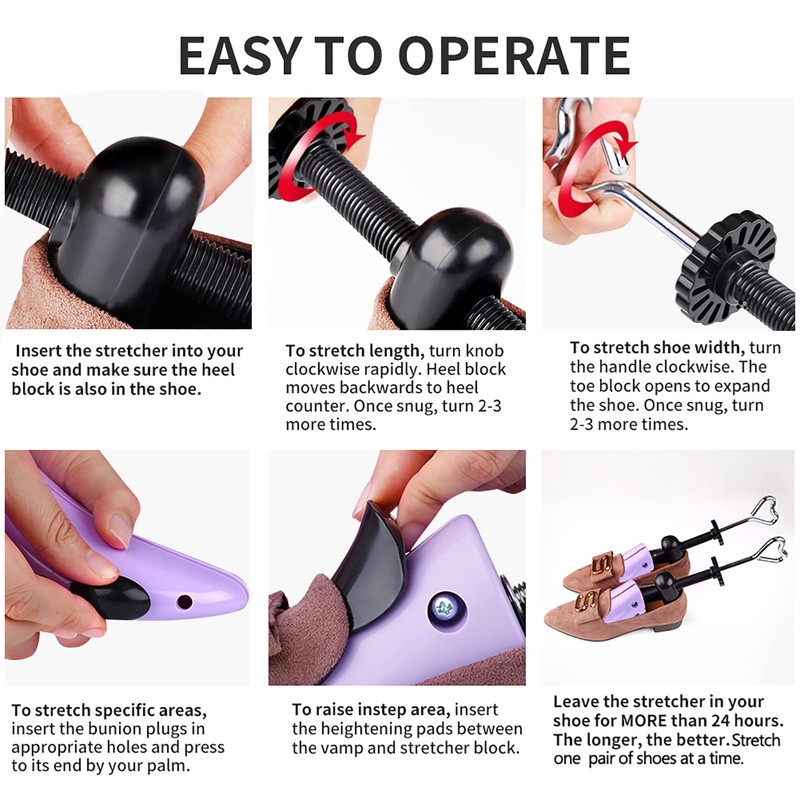 Shoe Stretcher Women, Plastic Pair of 4-way Adjustable Shoe Expander