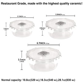 LIUYWYHCF Brilliance Glass Storage Food Containers with Lids (6 Pieces Total) Set of 3, Glass Meal Prep Containers, Airtight Glass lunch Containers with Lids, Transparent Round