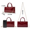 SKYK Glossy Patent Faux Leather Handbag for Women Small Satchel