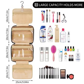 Hanging Travel Toiletry Bag with Hook, 4 Sections Toiletry Bag Travel Bag Water-Resistant Travel Cosmetic Bag Foldable Hygiene Bag for Toiletries, Cosmetics, Makeup, Brushes, Shower (Pink)