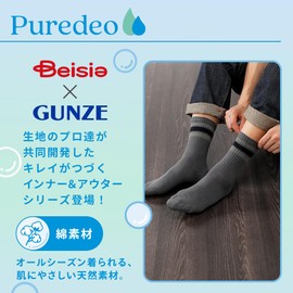 Beacia Men's Socks, Crew Socks, (Rib), Deodorizing Treatment, Antibacterial, Odor Resistant, blue