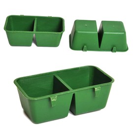 10PCS Plastic Bird Seed Food Feeding Cups 2 Dividers Hanging Water Feeder Bowl Bird Seed Food Feeder Dish for Parrot Bird Budgie Cage