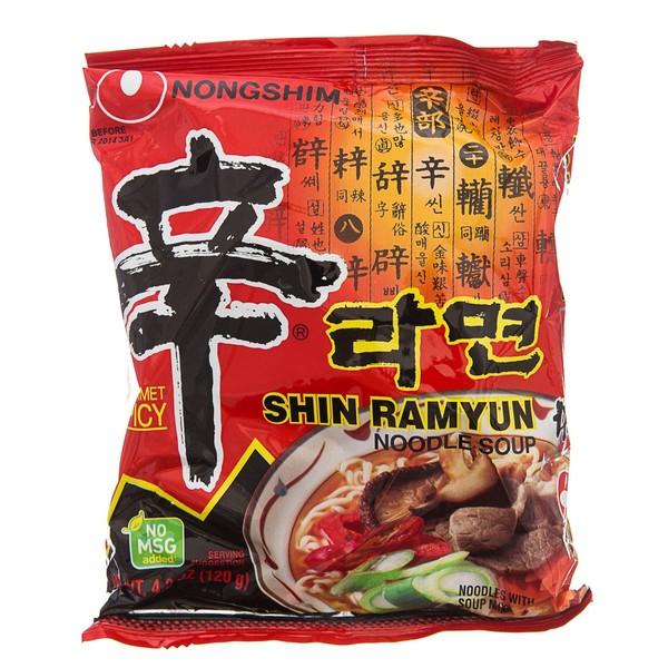 Nong Shim Shin Ramyun Noodle Soup, Gourmet Spicy Flavor, 4.23-Ounce (Pack of 10)
