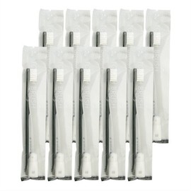 Commercial Disposable Toothbrushes with Tube Toothpaste (0.1 oz (3 g), Black, Set of 10