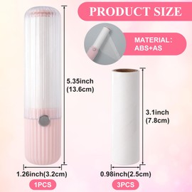 Pndeyo Mini Lint Roller with 120 Sheet, Travel Portable Pet Hair Remover, Refillable Sticky Lint Remove Roll for Clothes Furniture Bag- Pink