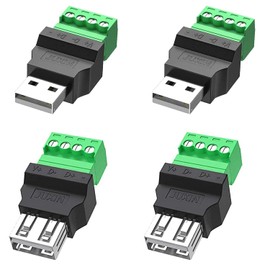 PENGLIN Pack of 4 USB 2.0 Type A Male Female to 4-Pin Screw Connection Adapter Connector, Portable Pluggable Adapter Converter 300V 8A