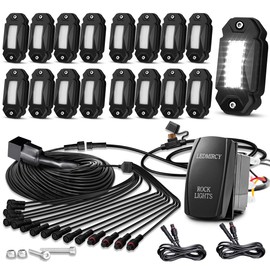 LEDMIRCY R2 Pure White Rock Lights Kit with Rocker Switch Wire Harness 16PCS Rock Lights White for Offroad Trucks ATV UTV SUV Underglow Lights Trail Rig Lights Under Body High Power Waterproof