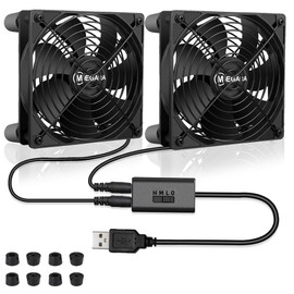 MEGATTA 80 x 25mm Quiet USB Powered Fan with L/M/H 3-Degree Speed Controller,5V USB Fan Cooling Fan for Router Amplifier Receiver Electronics Game Console HD DVR Cabinet (2PCS)