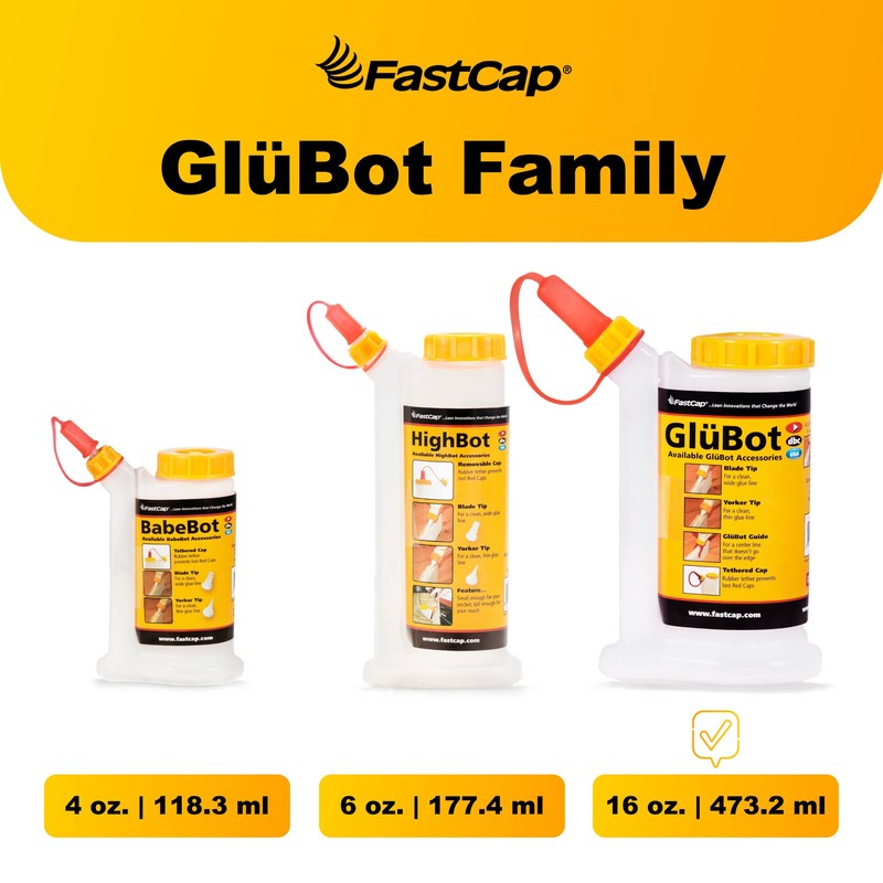 FastCap 16oz Glue Bottle, with 2-Chamber No-Drip System. Each Bottle