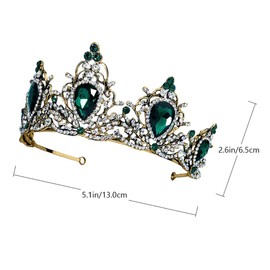 FRCOLOR Vintage Crown Headdress Rhinestone Diamond Tiara Headband Bridal Crown Baroque Queen Tiara Alloy Hair Hoop Bridal Hair Accessories for Christmas Party Headband Wedding Proms Green