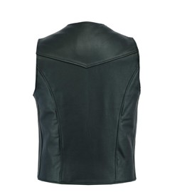 Leatherick Men's Real Leather Waistcoat Vest Black - Biker Style Casual Fashion (4XL) Black