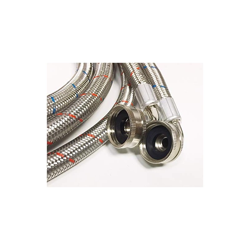 2-Pack Premium Stainless Steel Washing Machine Hoses - 5 FT