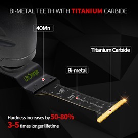 Litorange 4 Pcs Titanium Oscillating Multitool Blades, Universal Quick Release Multi Tool Blades for Cutting Hard Materials Metal Nails Screws Wood and Plastic