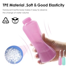 RUFCRIL Peri Bottle, Portable Travel Bidet with Carry Bag, TPE Material Can Be Boiled, 500ml Capacity with 2 Sealing Ring,Essentials for Postpartum Perineal Care, New Baby (Pack of 2)
