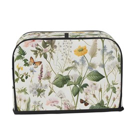 DJYQBFA Floral Toaster Cover 4 Slice Wide Slot Bread Maker Cover, Flower Leaf Toaster Dust and Fingerprint Protection, Washable Bread Machine Cover Kitchen Appliance Cover