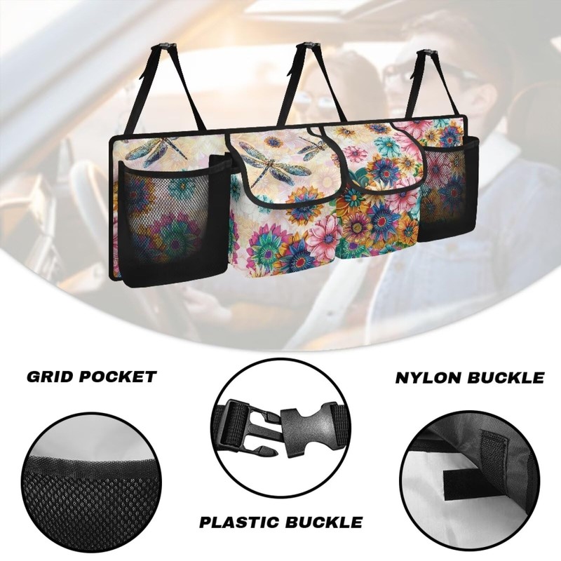 TOADDMOS Dragonfly Car Trunk Organizer for Women Lady Boho Floral