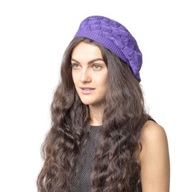 Basic Sense Classic Crochet Hat, Vintage Lightweight Super Soft Cotton Beanie Knit Slouchy Hats, Leaf Purple