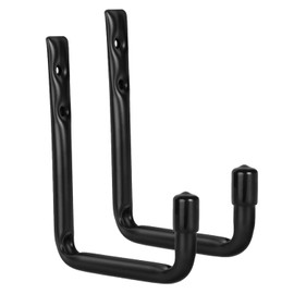 Maclean Set of 2 Wall Mounts for Tyres, Wheels, Ladders & Bikes Steel Construction with Rubber Coating Up to 22 kg Load Capacity Space-Saving Storage (Height 14 cm, Length 11.5 cm)