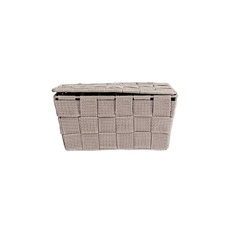 Wenko Adria Storage Basket with Lid, taupe, 14 x 19