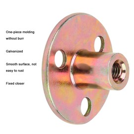Hilitand 5 Pcs T Nut Flange Nut T Nut 3 Hole Galvanized Iron, Furniture Fixing Tee Round Base Nut with Round Base (M8)