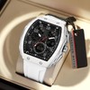 Watches for Men Unique Rectangle Relojes para Hombres White Wristwatch