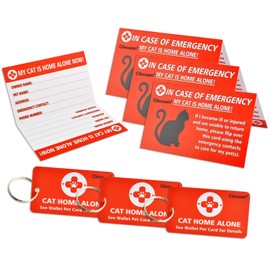My Cats are Home Alone Alert Key Tag Keychain Emergency Contact Wallet Card Folded - 2 Writable Back Sides (CAT Emergency Wallet Card & Tag)…