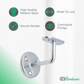 Zinc Plated Handrail Brackets for Stair Bannister Handrail Wood and Steel Handrail - Pack of 2