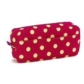 BLU MONACO Stylish and Functional: Hot Pink and Yellow Polka Dot Makeup Bag for Women - Compact Cosmetic Organizer and Travel Pouch - Toiletry Bag - Makeup Case - Cute Pouch