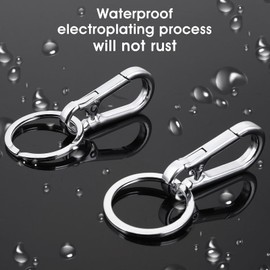 Amaxiu 8 Piece Carabiner Key Ring Set, Metal Carabiner Robust Key Ring Made of Zinc Alloy Car Key Holder Spring Key Ring Quick Release Key Rings Clips, silver