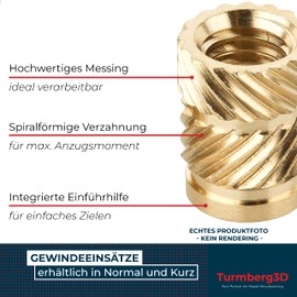 Turmberg3D - Gewindeeinsatz M2.5 (50 Stück) / M2,5x4 Messing Gewindebuchsen/Einschmelzmutter für Kunststoffteile für 3D-Drucker Teile (M2.5x4)