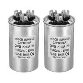 PATIKIL 20+5uF ±5% 20/5MDF 370/440V AC Fan Start Capacitor,2Pcs CBB65 Circular Dual Run Capacitor for AC Motor Run Air Conditioner Cool Heat Pump Condenser Straight