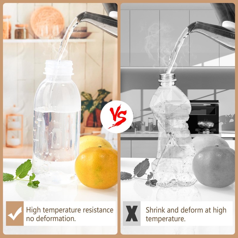 YBCPACK 12 Pack 300ml Heat-Resistant Reusable Plastic Juice Bottles With