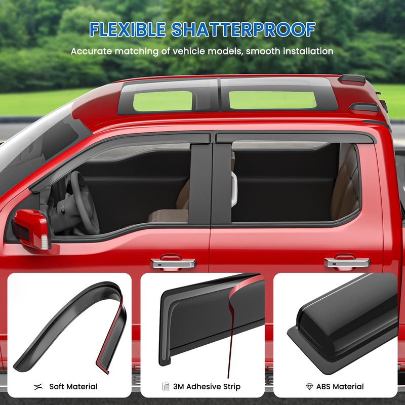 YLSCOO Window Visors Rain Guards fits 2024-2026 Hyundai Kona, Out-Channel
