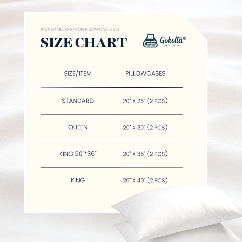 GOKOTTA Pillow Cases Queen Size 2 Pack - Rayon Made