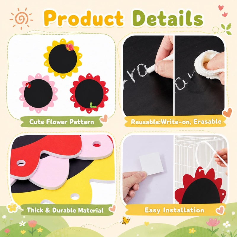 MotiMind 3 Pcs Outdoor Chalkboard for Kids, Sunflower Garden Decor