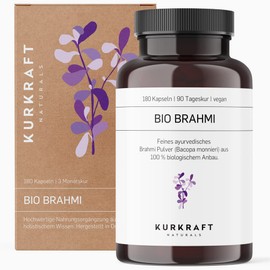 Kurkraft Organic Brahmi - (180 Capsules) - 500 mg per capsule - vegan - no additives - made in Germany